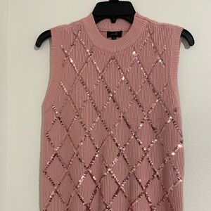 Elegant Pink Sequin Sleeveless Top
